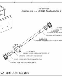 Shaft and bearing rep. kit, flex foot SE25 D135-D90 M&M